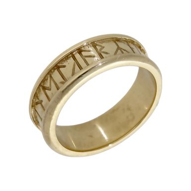 Pre-Owned 9ct Yellow Gold Engraved 7mm Wide Band Ring