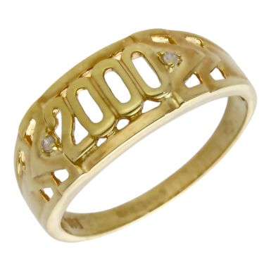 Pre-Owned 9ct Yellow Gold Diamond Set Millenium 2000 Signet Ring