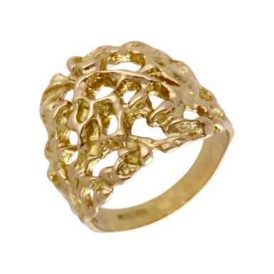 Pre-Owned 18ct Yellow Gold Cutout Barked Nugget Dress Ring