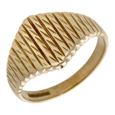 Pre-Owned 9ct Yellow Gold Patterned Ridged Dress Ring