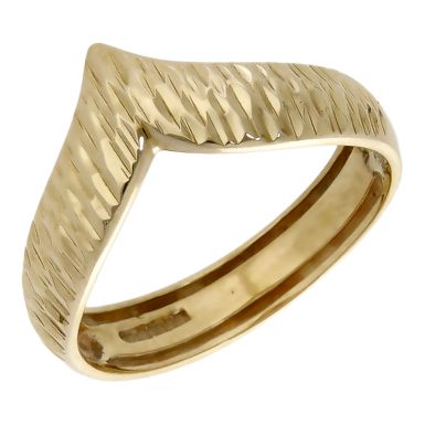Pre-Owned 9ct Yellow Gold Hollow Half Wishbone Ring .