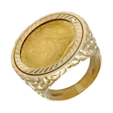 Pre-Owned 1901 Full Sovereign Coin In 9ct Gold Ring Mount