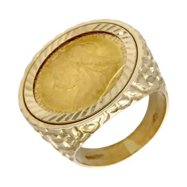 Pre-Owned 1901 Full Sovereign Coin In 9ct Gold Ring Mount