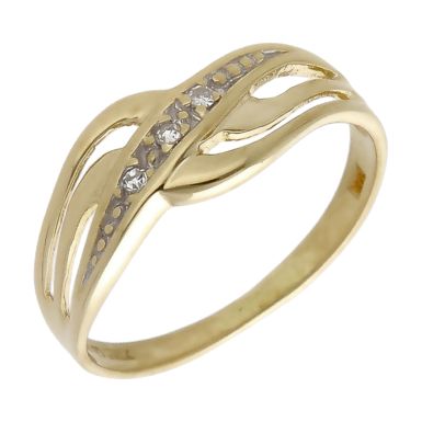 Pre-Owned 9ct Gold Childs Diamond Set Crossover Wave Ring