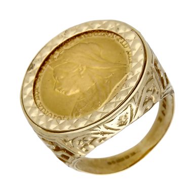 Pre-Owned 1901 Half Sovereign Coin In 9ct Gold Ring Mount