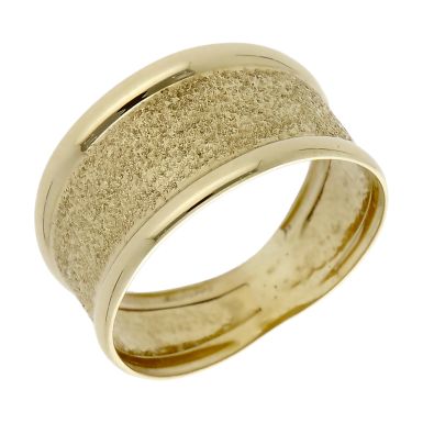 Pre-Owned 9ct Yellow Gold Graduated Textured Band Ring