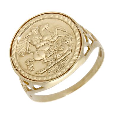 Pre-Owned 9ct Yellow Gold George & Dragon Coin Style Dress Ring