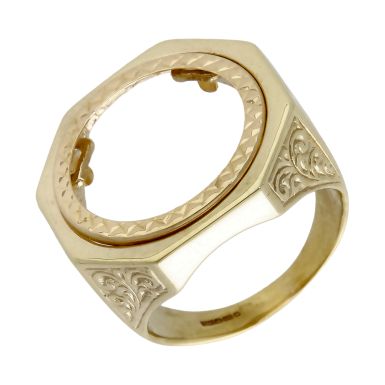 Pre-Owned 9ct Yellow Gold Half Sovereign Coin Ring Mount