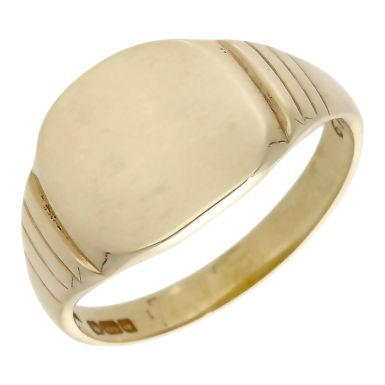 Pre-Owned 9ct Yellow Gold Ribbed Shoulder Signet Ring