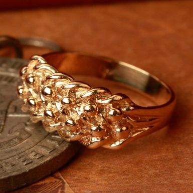 Pre-Owned Vintage 1982 9ct Yellow Gold 2 Row Keeper Ring