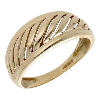 Pre-Owned 9ct Yellow Gold Domed Wave Dress Ring