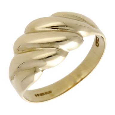 Pre-Owned 9ct Yellow Gold Ribbed Wave Dress Ring