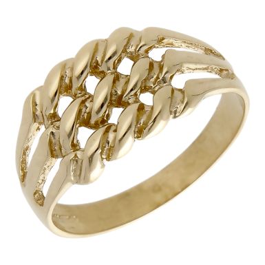 Pre-Owned 9ct Yellow Gold 3 Row Twist Ring
