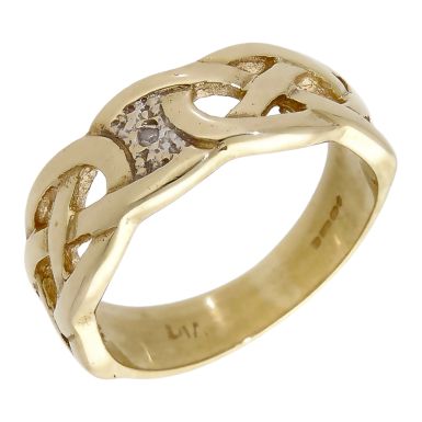 Pre-Owned 9ct Yellow Gold Diamond Set Woven Celtic Dress Ring