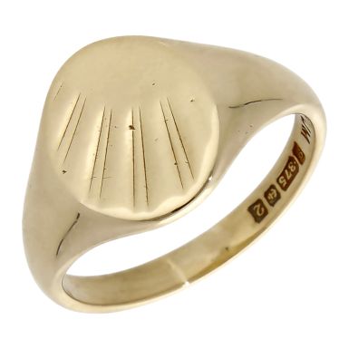 Pre-Owned Vintage 1965 9ct Yellow Gold Sunburst Signet Ring