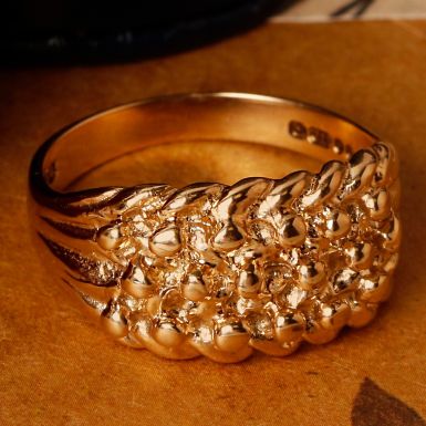 Pre-Owned Vintage 1979 9ct Yellow Gold 3 Row Keeper Ring