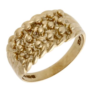 Pre-Owned Vintage 1979 9ct Yellow Gold 3 Row Keeper Ring