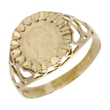 Pre-Owned 9ct Yellow Gold Coin Style Dress Ring