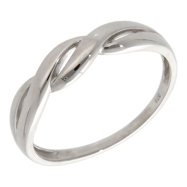Pre-Owned 9ct White Gold Crossover Wave Dress Ring