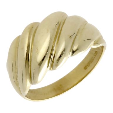 Pre-Owned 9ct Yellow Gold Ribbed Wave Twist Ring