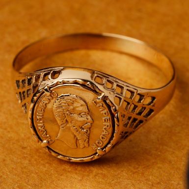 Pre-Owned Vintage 1987 9ct Yellow Gold Coin Style Dress Ring