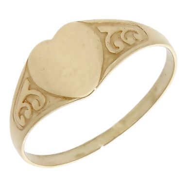 Pre-Owned 9ct Yellow Gold Childs Heart Signet Ring