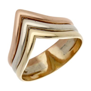 Pre-Owned Vintage 1990 9ct Three Colour Triple Wishbone Ring