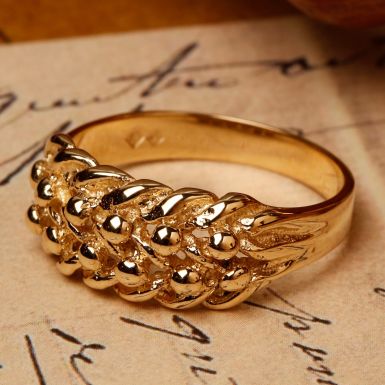 Pre-Owned Vintage 1982 9ct Yellow Gold 2 Row Keeper Ring