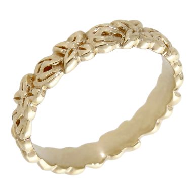Pre-Owned 9ct Yellow Gold Floral Band Ring