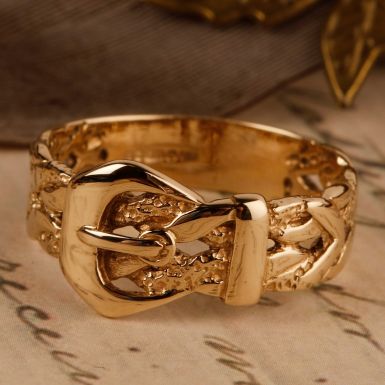 Pre-Owned Vintage 1989 9ct Yellow Gold Woven Buckle Ring