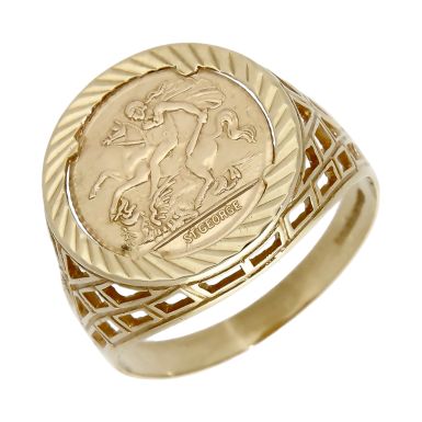 Pre-Owned 9ct Yellow Gold George & Dragon Coin Style Dress Ring