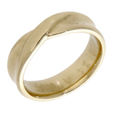 Pre-Owned 9ct Yellow Gold Curved Crossover Wave Band Ring