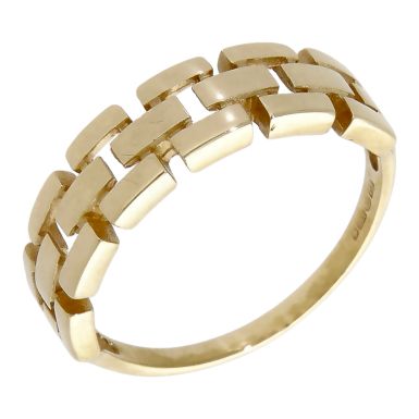 Pre-Owned 9ct Yellow Gold Brick Link Dress Ring