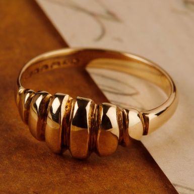 Pre-Owned Vintage 1978 9ct Yellow Gold Ridged Dress Ring