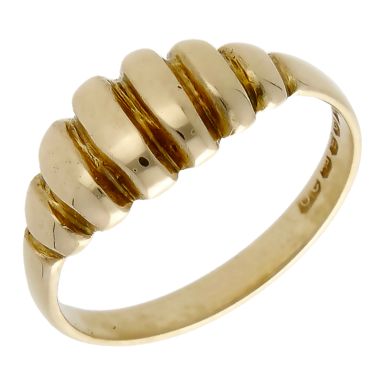 Pre-Owned Vintage 1978 9ct Yellow Gold Ridged Dress Ring