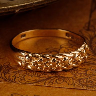 Pre-Owned Vintage 1984 9ct Yellow Gold Two Row Keeper Ring