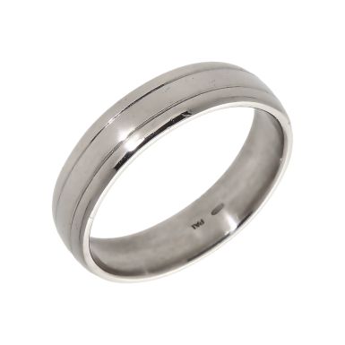 Pre-Owned Palladium Lined Edge 5mm Wedding Band Ring