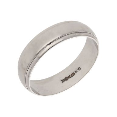 Pre-Owned 9ct White Gold 6mm Lined Edge Wedding Band Ring