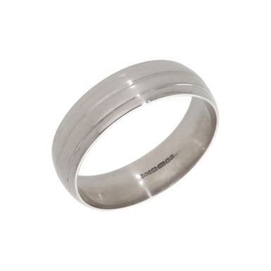 Pre-Owned 9ct White Gold Edged 6mm Wedding Band Ring