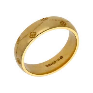 Pre-Owned 18ct Yellow Gold 5mm Patterned Wedding Band Ring