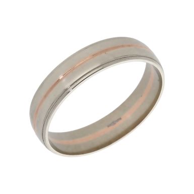 Pre-Owned 9ct White & Rose Gold 6mm Wedding Band Ring