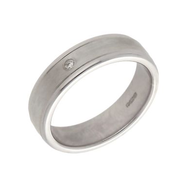 Pre-Owned 9ct White Gold Diamond Set 5mm Wedding Band Ring