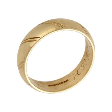 Pre-Owned 9ct Yellow Gold 5mm Patterned Wedding Band Ring