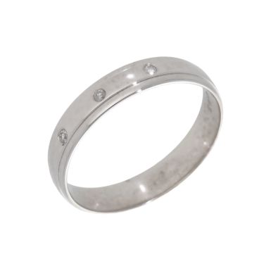 Pre-Owned 9ct White Gold Diamond Set 5mm Wedding Band Ring