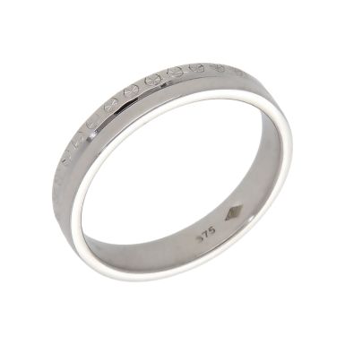 Pre-Owned 9ct White Gold 3.5mm Half Engraved Wedding Band Ring