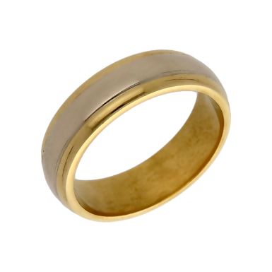 Pre-Owned 18ct Yellow & White Gold 6mm Wedding Band Ring