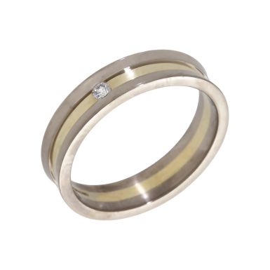 Pre-Owned 18ct Yellow & White Gold Diamond Set 5mm Wedding Ring