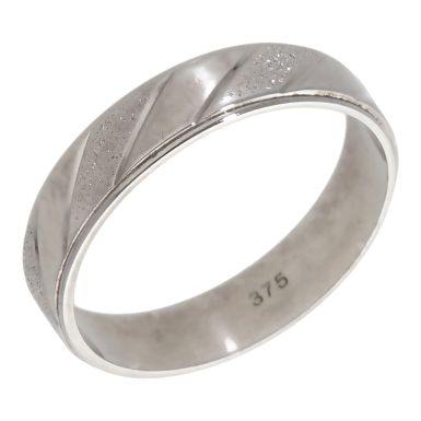 Pre-Owned 9ct White Gold Patterned 5mm Wedding Band Ring