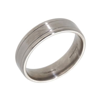 Pre-Owned Palladium Edged 6mm Wedding Band Ring