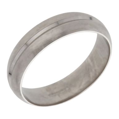 Pre-Owned 9ct White Gold Lined Centre 6mm Wedding Ring